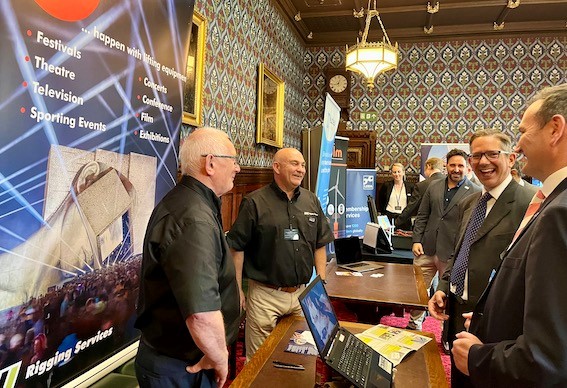 Jonathan Djanogly, MP for Huntingdon (second from right), with Ross Moloney and Rigging Services